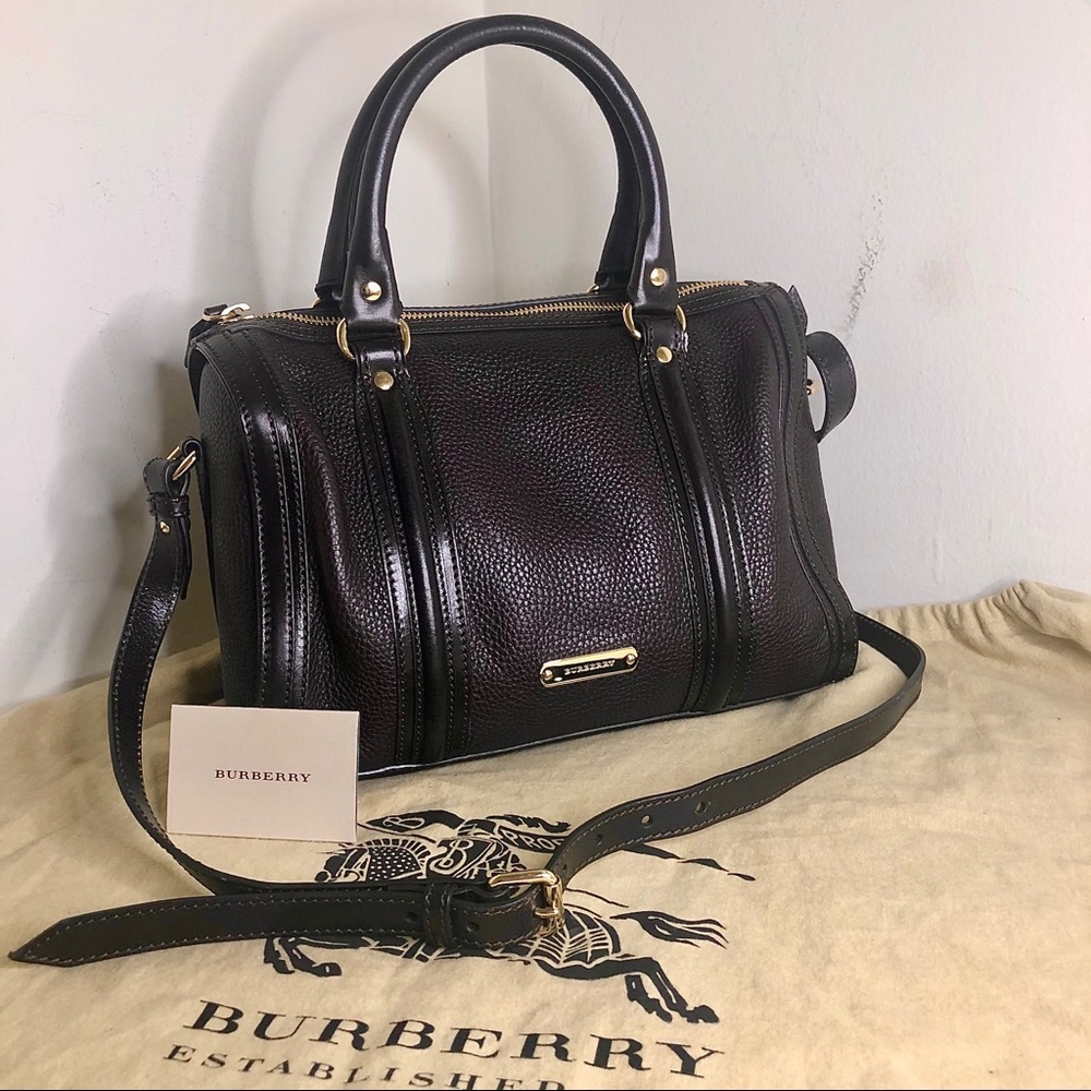 Authentic Burberry Leather Satchel Handbag